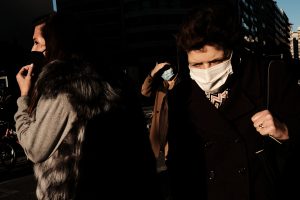 street photo with mask